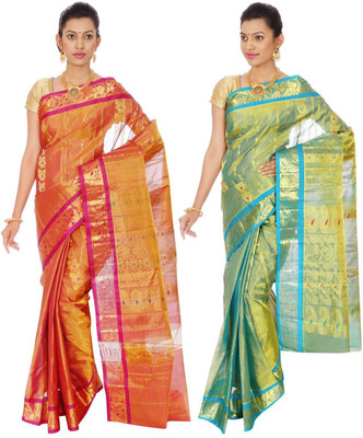 Mahaveersilkcreations Woven Kanjivaram Pure Silk Saree(Pack of 2, Multicolor), Multi
Mahaveersilkcreations Woven Kanjivaram Pure Silk Saree(Pack of 2, Multicolor), Multi