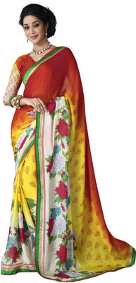 Khoobee Self Design, Printed Fashion Chiffon Saree(Multicolor)