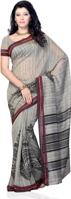 JTInternational Printed Fashion Jacquard Saree(Grey)