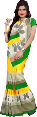 Jiya Self Design, Printed Fashion Art Silk Saree(Multicolor)
