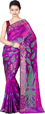 Chandrakala Woven Banarasi Silk Cotton Blend Saree(Purple)