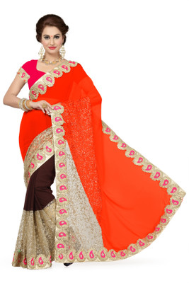 Ishin Self Design Fashion Georgette Saree(Orange), Orange & brown
Ishin Self Design Fashion Georgette Saree(Orange), Orange & brown