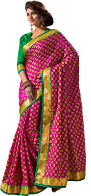 M.S.Retail Self Design Fashion Handloom Raw Silk Saree(Pink)