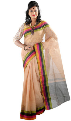 Hawai Solid Tant Handloom Cotton Saree(Beige)