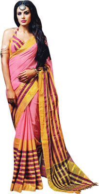 Miraan Woven Chettinadu Handloom Cotton Saree(Pink)