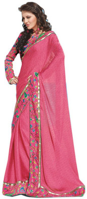 Indian Wear Online Printed Fashion Pure Chiffon Saree(Multicolor)