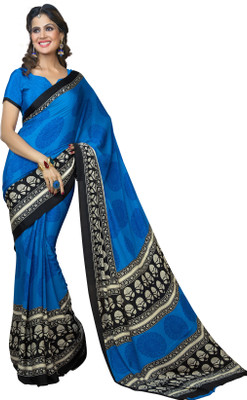 Jiya Self Design, Printed Fashion Crepe Saree(Light Blue)