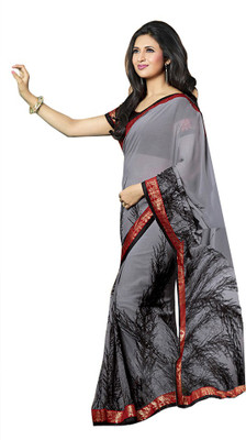 Lovelylook Printed Fashion Georgette Saree(Grey)