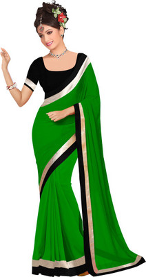 Party Wear Dresses Solid Fashion Chiffon Saree(Green)