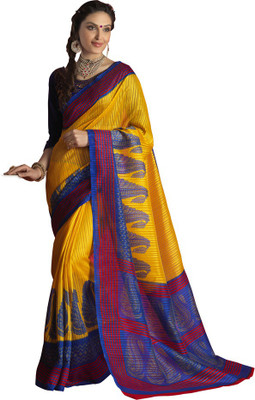 Parisha Printed Fashion Art Silk Saree(Yellow)
