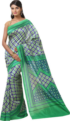 Kshama Printed Daily Wear Art Silk Saree(Green)