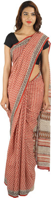 Khatri Creations Printed Daily Wear Handloom Cotton Saree(Red)