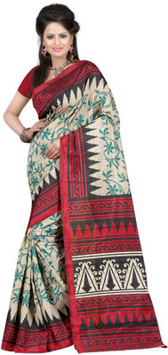 Softdeal Printed Bhagalpuri Printed Silk Saree(Green)