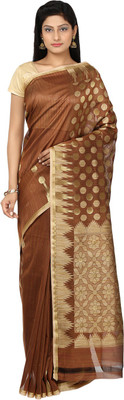 Zain Textiles Woven Banarasi Jacquard Saree(Brown)