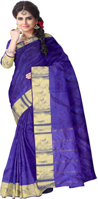 Javuli Woven Arani Pattu Handloom Silk Cotton Blend Saree(Magenta, Purple, Gold), Gold;magenta;purple