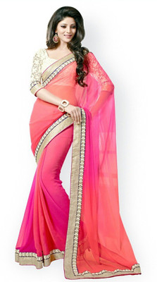 artfashion Solid Bollywood Georgette Saree(Pink)
