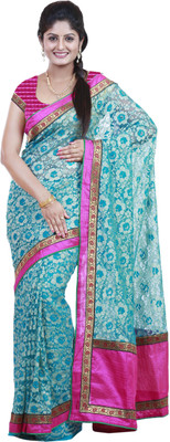 Mimosa Woven Bollywood Net Saree(Light Blue), Saffire