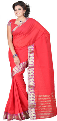 It's Banii Woven Banarasi Cotton Saree(Red)