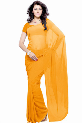 Khushali Self Design Fashion Georgette Saree(Orange)
