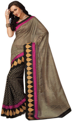 Indian Wear Online Printed Fashion Pure Chiffon Saree(Multicolor)