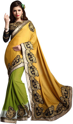 Khoobee Self Design, Embroidered, Embellished Fashion Georgette, Jacquard Saree(Yellow, Green, Black), Black;green;yellow
Khoobee Self Design, Embroidered, Embellished Fashion Georgette, Jacquard Saree(Yellow, Green, Black), Black;green;yellow