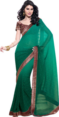 Vishal Printed Fashion Georgette Saree(Green)