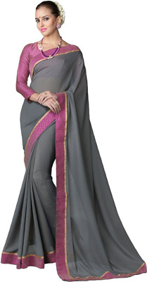 Lovelylook Embroidered Fashion Georgette Saree(Grey)