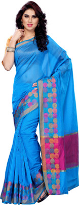 Mimosa Woven Kanjivaram Cotton Saree(Blue), Ananda