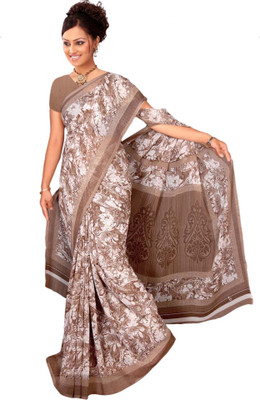 Khushali Printed Fashion Georgette Saree(Brown)