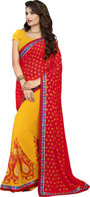 Khoobee Self Design, Embellished, Embroidered Fashion Jacquard, Georgette Saree(Red, Yellow)
Khoobee Self Design, Embellished, Embroidered Fashion Jacquard, Georgette Saree(Red, Yellow)