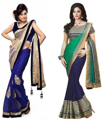 Stylezone Self Design Fashion Chiffon Saree(Pack of 2, Multicolor)