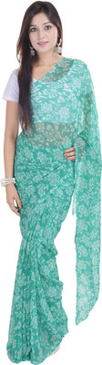 Soundarya Printed Daily Wear Georgette Saree(Green), Rama green