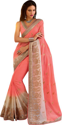 Vishal Solid Fashion Chiffon Saree(Pink)