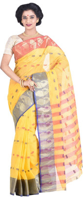 Purabi Woven Tant Cotton Saree(Yellow)