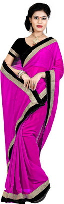 Indian Wear Online Solid Fashion Chiffon Saree(Pink)