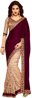 3NH Self Design Fashion Georgette Saree(Brown)