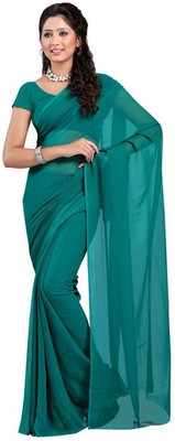 Surupta Solid Daily Wear Chiffon Saree(Green), Rama green