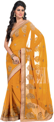 Vishal Printed Bollywood Georgette Saree(Yellow)