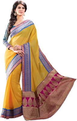 Vishal Printed Bollywood Georgette Saree(Yellow)