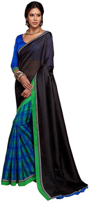 Shree Vardhman Printed Bollywood Art Silk Saree(Multicolor), Black;blue