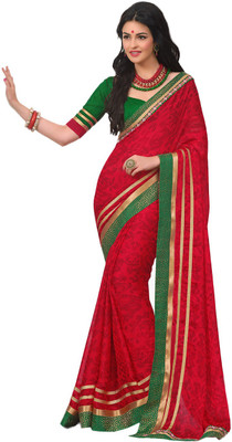Brijraj Printed Fashion Chiffon Saree(Red)