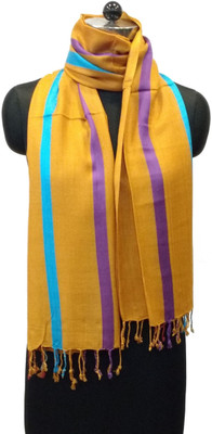 Nehanchal Striped Viscose, Silk Women's Scarf, Yellow 
Nehanchal Striped Viscose, Silk Women's Scarf, Yellow