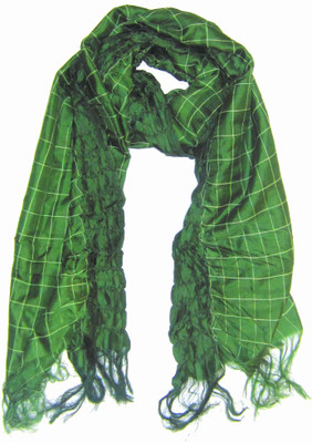 Dushaalaa Checkered Silk/Lycra Women's Scarf, Green