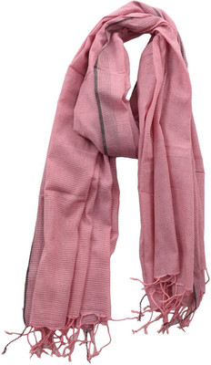 Dushaalaa Striped Coton Women's Scarf, Pink