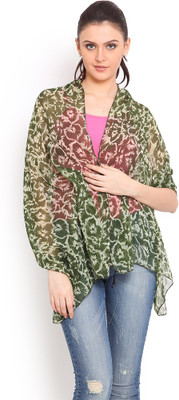 Trend Arrest Floral Print Polyester Women's Scarf, Green