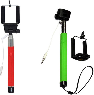 Pihu G Cable Selfie Stick(Red, Green), Green;red