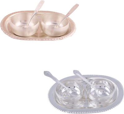 G S Museum 3" Met Finish 2 Bowl Set with Oval Tray and 2 Manchurian Bowl Set with Oval Tray Bowl Spoon Tray Serving Set
G S Museum 3" Met Finish 2 Bowl Set with Oval Tray and 2 Manchurian Bowl Set with Oval Tray Bowl Spoon Tray Serving Set