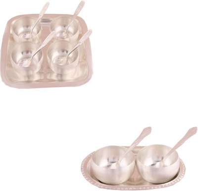 G S Museum 3" Met Finish 4 Bowl Set with Rectangle Tray and 3.5" Met Finish 2 Bowl Set with Oval Tray Bowl Spoon Tray Serving Set
G S Museum 3" Met Finish 4 Bowl Set with Rectangle Tray and 3.5" Met Finish 2 Bowl Set with Oval Tray Bowl Spoon Tray Serving Set