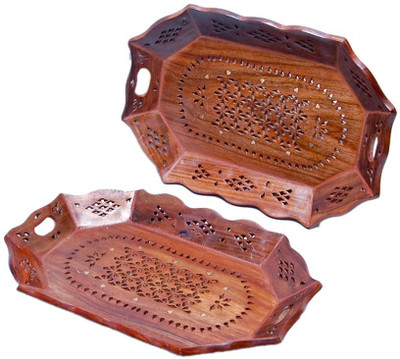 Craftatoz Bowl Tray Serving Set(Pack of 2)
