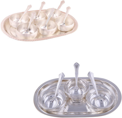 G S Museum 3.5" Met 6 Finish Bowl Set with Oval Tray and 3 Manchurian Bowl Set with Oval Tray Bowl Spoon Tray Serving Set
G S Museum 3.5" Met 6 Finish Bowl Set with Oval Tray and 3 Manchurian Bowl Set with Oval Tray Bowl Spoon Tray Serving Set